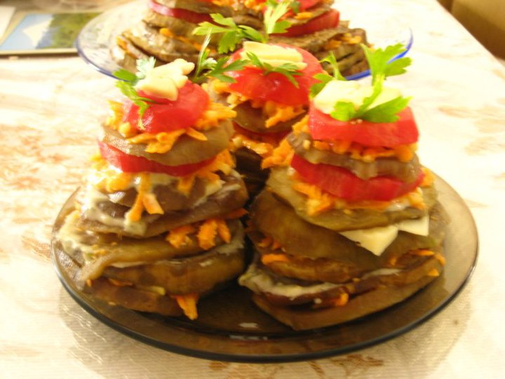 Aubergine towers, personal recipe Aubergine towers, personal recipe